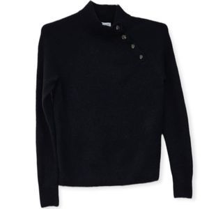 J.Crew Womens XXS Black Button Shoulder Mock Neck Sweater Knit Long Sleeve Top‎